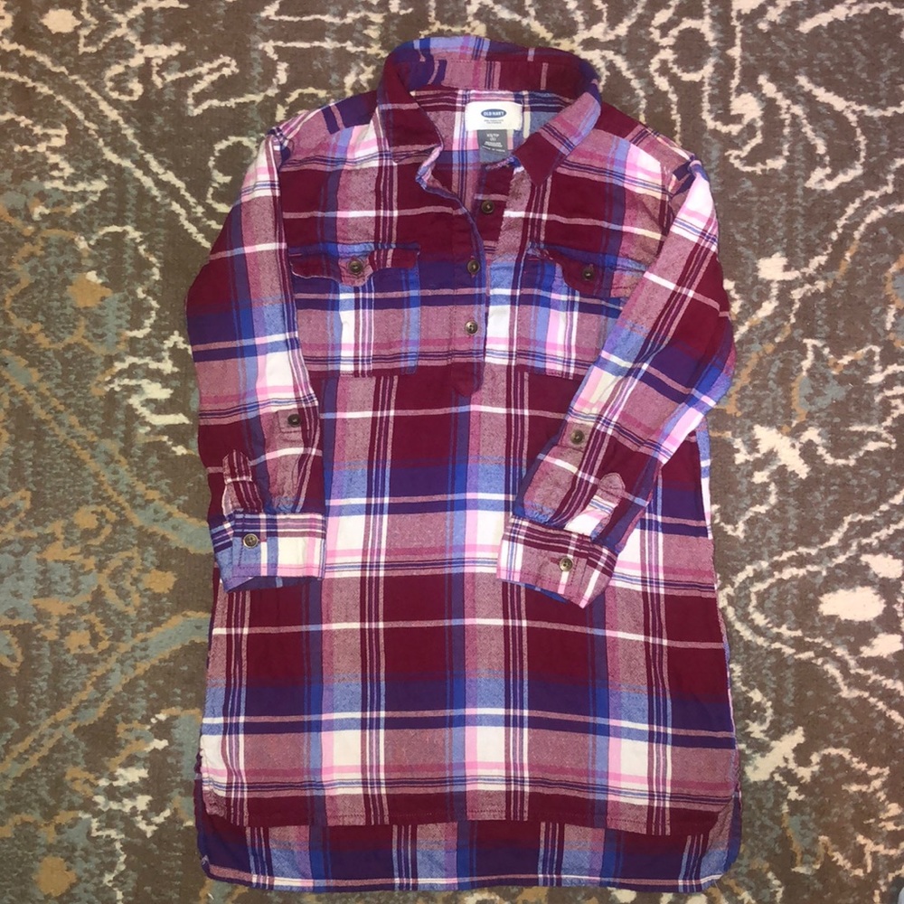Old Navy Girls Burgundy Plaid Dress